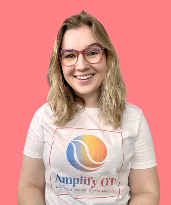 Clarice Grote wearing an Amplify OT tshirt